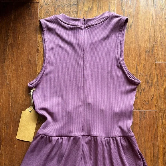 CIDER Purple Ribbed Wide Leg Jumpsuit - Picture 8 of 10